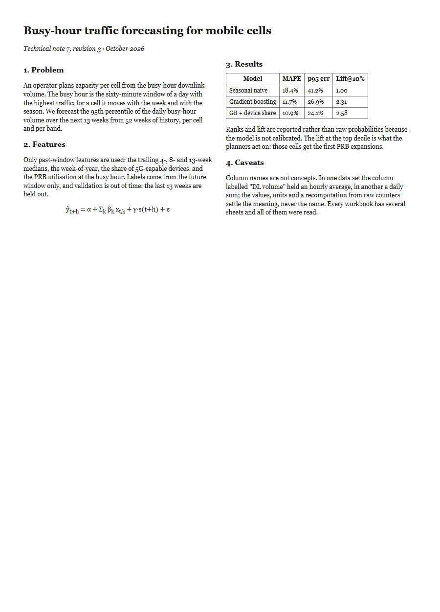 The input: Two-column page with a table and a formula