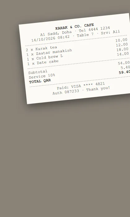The input: Skewed cafe receipt