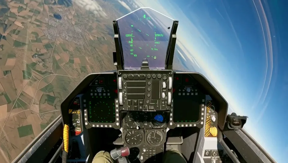 First frame of the clip: Jet dogfight and missile