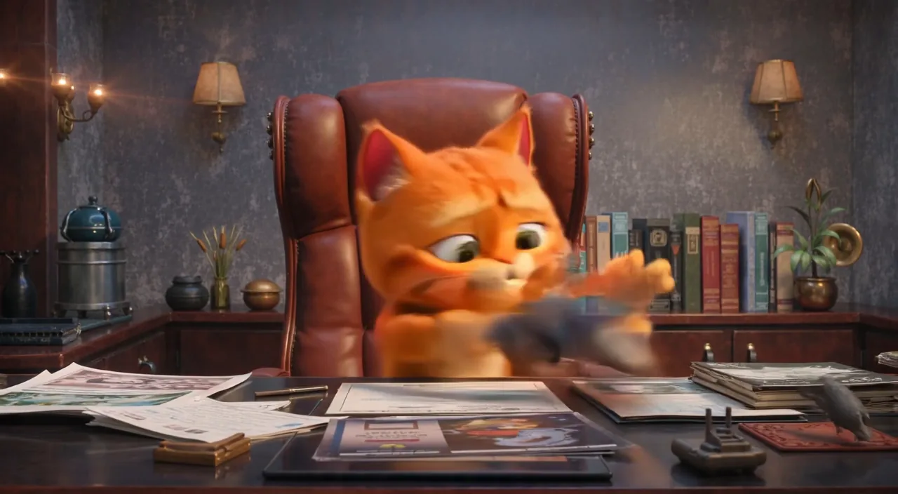 First frame of the clip: Cat CEO comedy reel
