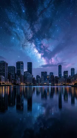 The result: Night city under a nebula