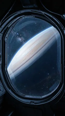 The result: Ringed planet from a station window
