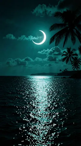 The result: Crescent moon over a dark sea