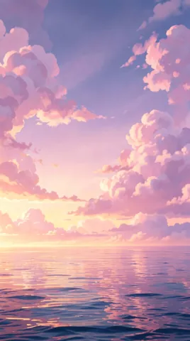 The result: Anime pink sunset sea